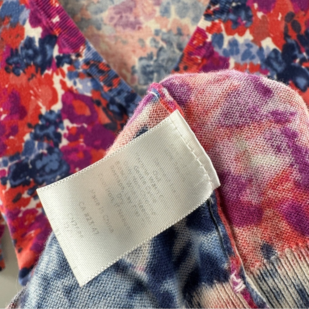 Floral Button Front Cardigan Top Multicolor Cotton Blend Approx Size Large - Picture 5 of 7